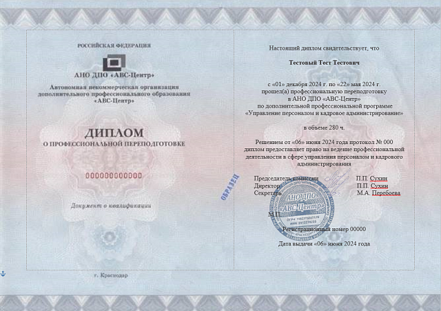 Управление персоналом и кадровое администрирование. Обучение дистанционно